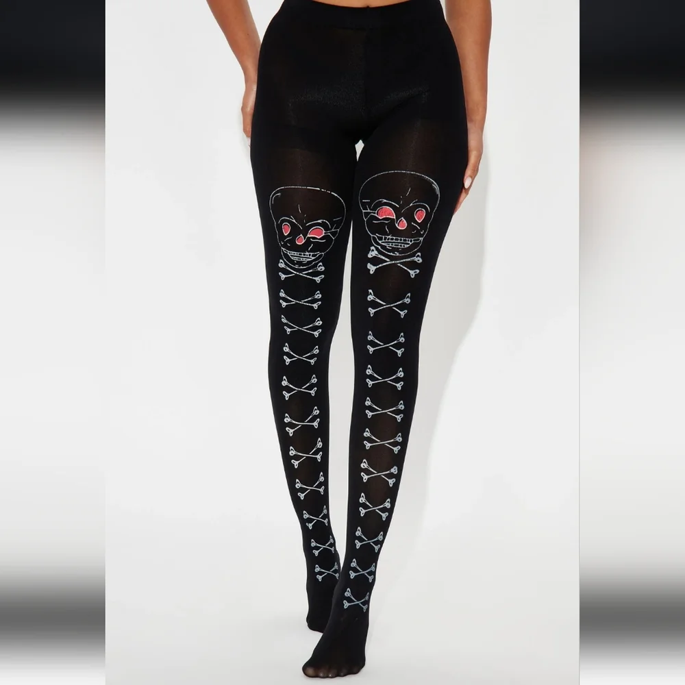 Glow-in-the-Dark Skull Tights
